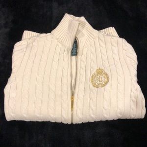 💥White cream Ralph Lauren zip up sweater. 💥